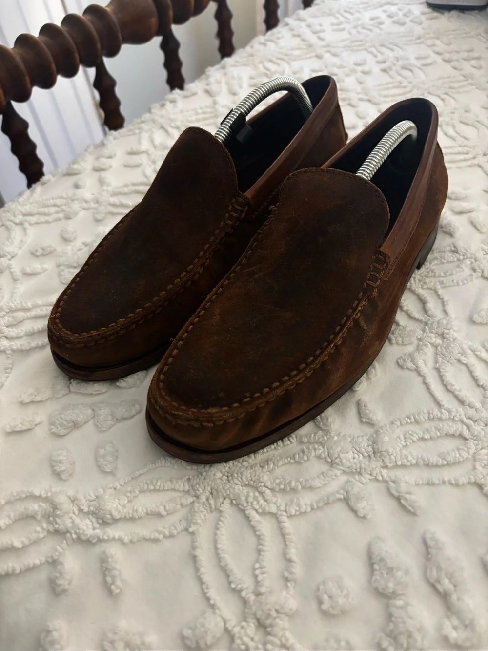 Men's Brown Suede Slip-On Loafers - Casual Dress Moc Toe